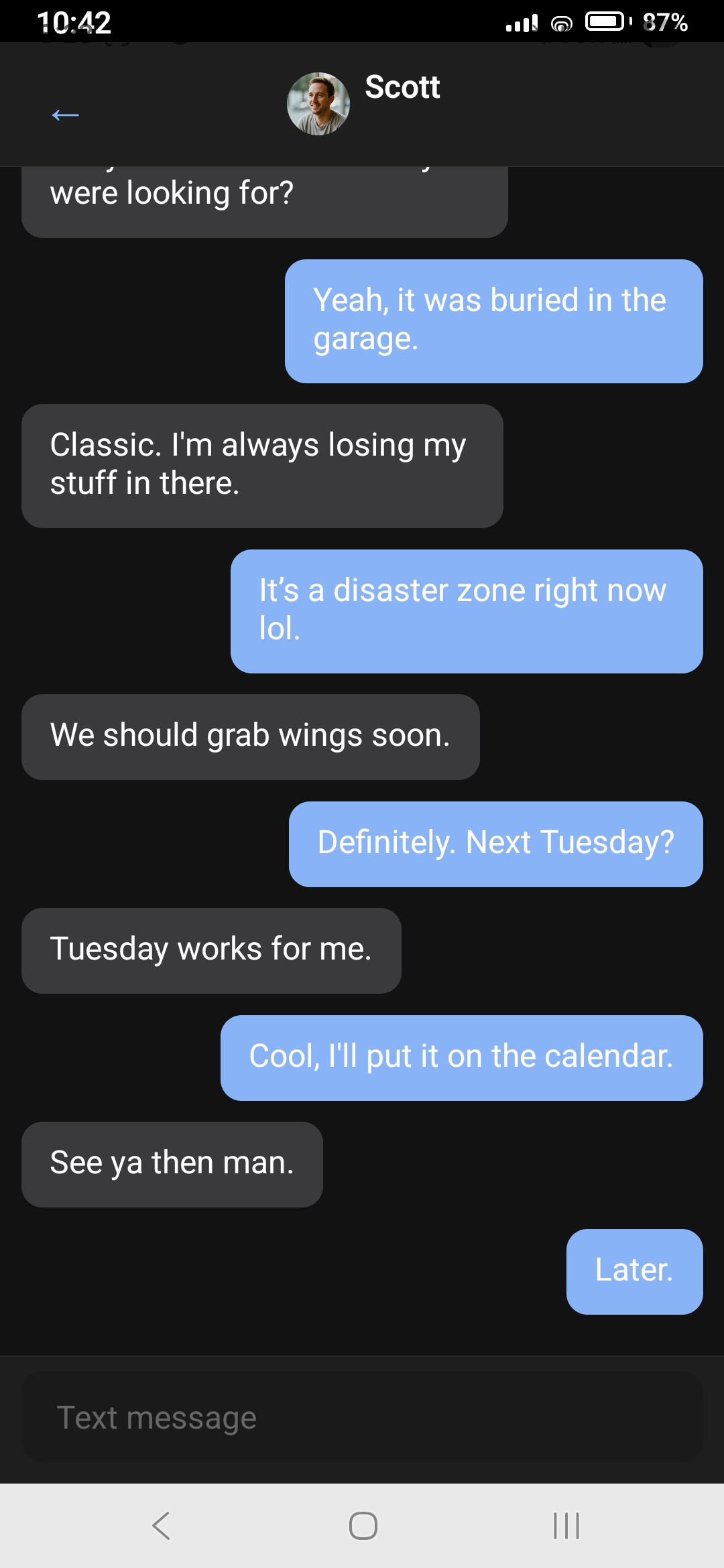 Text message conversation